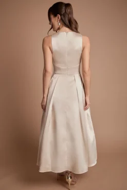Robe de Demoiselle d'Honneur en Sergé à Col Croisé