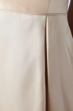 Robe de Demoiselle d'Honneur en Sergé à Col Rond et Jupe Ample