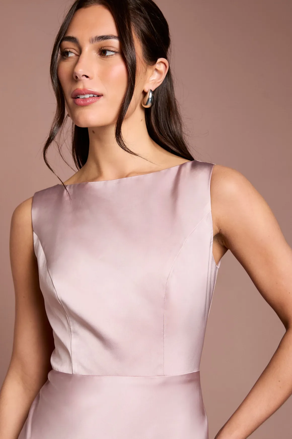 Robe De Demoiselle D'honneur En Satin Sans Manches