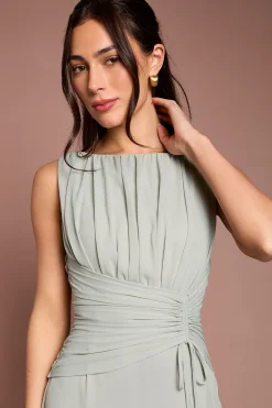 Robe De Demoiselle D'honneur En Mesh Doux Avec Taille Cintrée