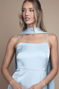 Oasis Robe de Demoiselle d'Honneur Longue en Satin à Bretelles avec Foulard<Femme Robes Demoiselles D'Honneur|Satin Et Dentelle