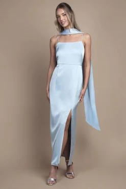 Oasis Robe de Demoiselle d'Honneur Longue en Satin à Bretelles avec Foulard<Femme Robes Demoiselles D'Honneur|Satin Et Dentelle