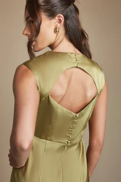 Oasis Robe De Demoiselle D'honneur Longue Satinée Avec Détail Dos Ouvert<Femme Robes Demoiselles D'Honneur|Satin Et Dentelle
