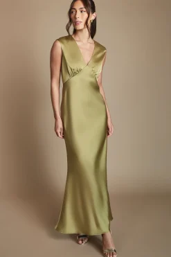 Oasis Robe De Demoiselle D'honneur Longue Satinée Avec Détail Dos Ouvert<Femme Robes Demoiselles D'Honneur|Satin Et Dentelle