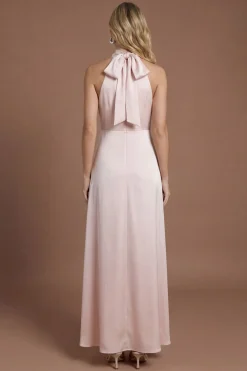 Oasis Robe De Demoiselle D'honneur Longue En Satin Rose Poudré À Encolure Américaine<Femme Robes Demoiselles D'Honneur|Satin Et Dentelle