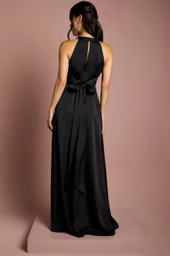 Coast Robe de Demoiselle d'Honneur Longue en Satin Honoured à Col Halter Torsadé<Femme Robes Demoiselles D'Honneur|Satin Et Dentelle