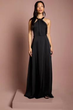 Coast Robe de Demoiselle d'Honneur Longue en Satin Honoured à Col Halter Torsadé<Femme Robes Demoiselles D'Honneur|Satin Et Dentelle