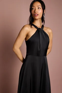 Coast Robe de Demoiselle d'Honneur Longue en Satin Honoured à Col Halter Torsadé<Femme Robes Demoiselles D'Honneur|Satin Et Dentelle
