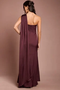 Robe de Demoiselle d'Honneur Longue en Satin Coast Honoured Petite à Une Épaule Drapée