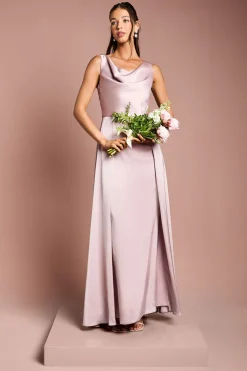 Coast Robe de Demoiselle d'Honneur Longue en Satin à Col Bénitier sans Manches Honoured<Femme Robes Demoiselles D'Honneur|Satin Et Dentelle