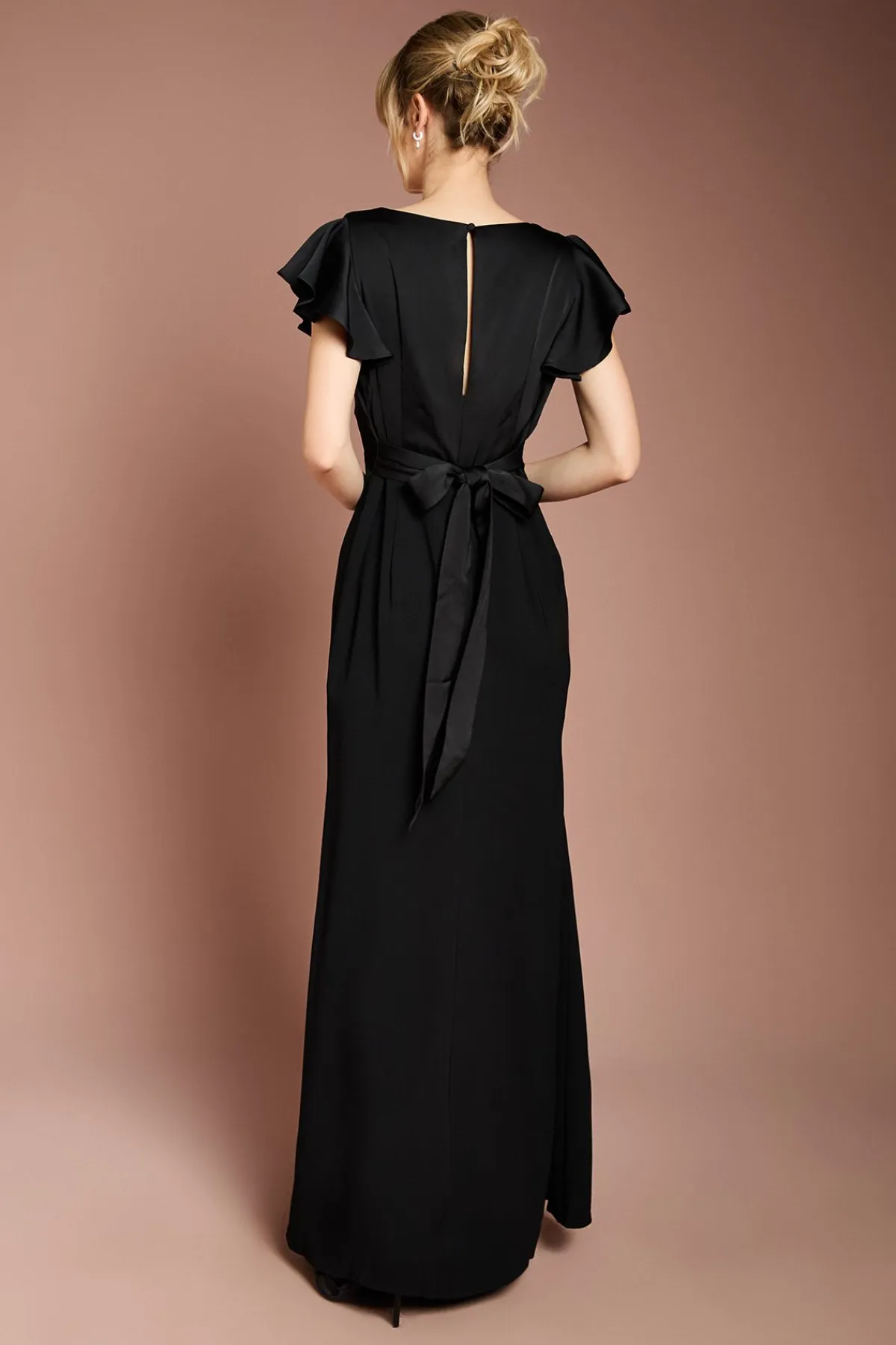 Coast Robe de Demoiselle d'Honneur Longue en Satin Honoured à Col V et Manches Courtes Angel<Femme Robes Demoiselles D'Honneur|Satin Et Dentelle