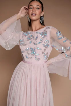 Coast Robe De Demoiselle D'honneur Longue En Tulle À Paillettes Avec Manches Longues Et Volants<Femme Robes Demoiselles D'Honneur|Robes À Manches Longues