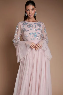 Coast Robe De Demoiselle D'honneur Longue En Tulle À Paillettes Avec Manches Longues Et Volants<Femme Robes Demoiselles D'Honneur|Robes À Manches Longues