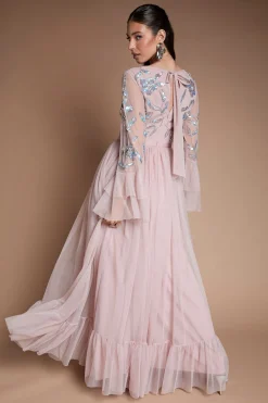 Coast Robe De Demoiselle D'honneur Longue En Tulle À Paillettes Avec Manches Longues Et Volants<Femme Robes Demoiselles D'Honneur|Robes À Manches Longues