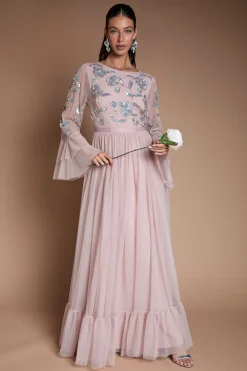 Coast Robe De Demoiselle D'honneur Longue En Tulle À Paillettes Avec Manches Longues Et Volants<Femme Robes Demoiselles D'Honneur|Robes À Manches Longues