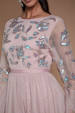 Coast Robe De Demoiselle D'honneur Longue En Tulle À Paillettes Avec Manches Longues Et Volants<Femme Robes Demoiselles D'Honneur|Robes À Manches Longues