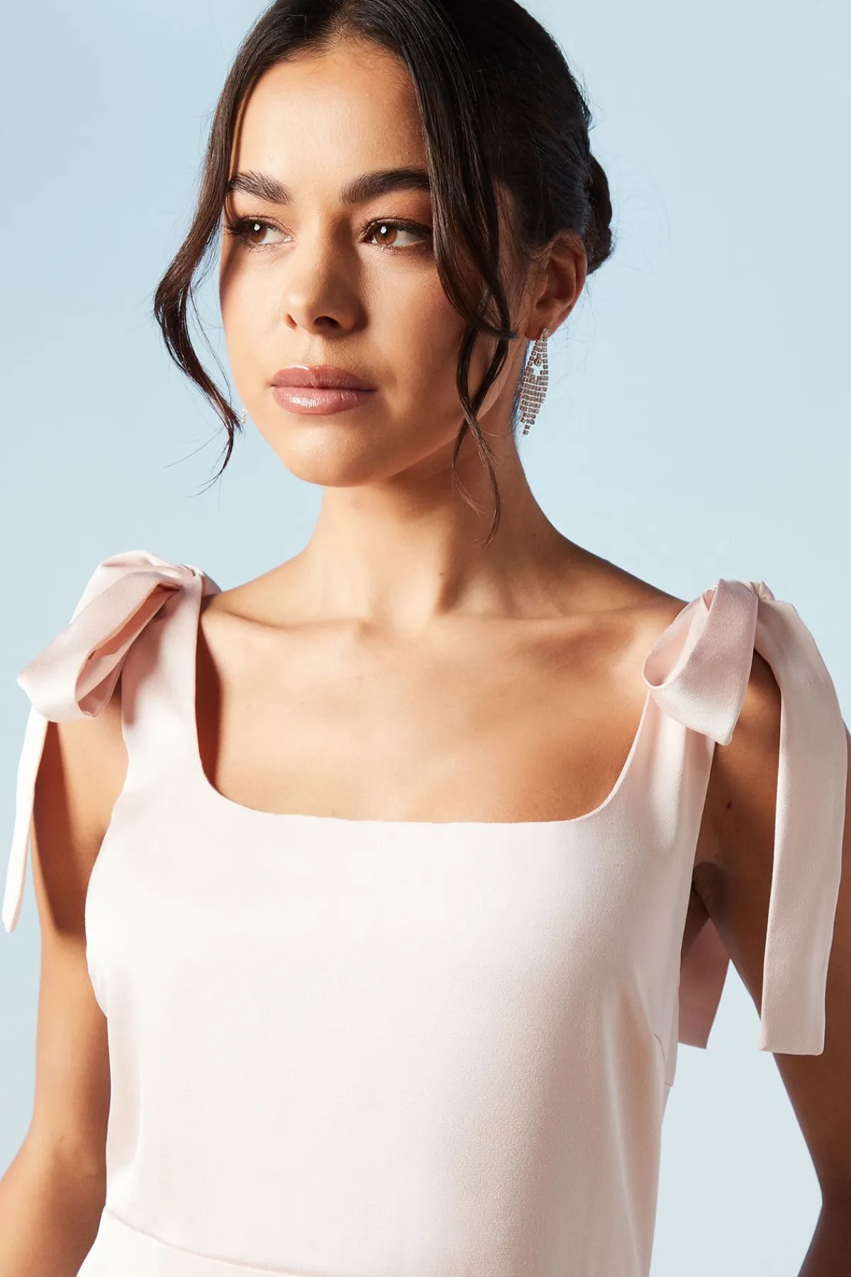 Oasis Robe de Demoiselle d'Honneur Mi-Longue Satinée à Épaules Nouées Petite Taille<Femme Robes Demoiselles D'Honneur|Robes Mi-Longues
