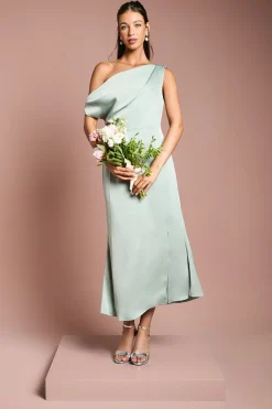 Oasis Robe de Demoiselle d'Honneur Mi-Longue en Satin à Épaule Tombante<Femme Robes Demoiselles D'Honneur|Robes Mi-Longues