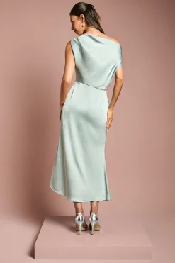 Oasis Robe de Demoiselle d'Honneur Mi-Longue en Satin à Épaule Tombante<Femme Robes Demoiselles D'Honneur|Robes Mi-Longues