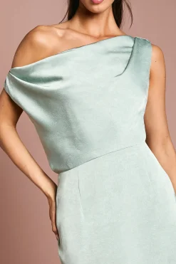 Oasis Robe de Demoiselle d'Honneur Mi-Longue en Satin à Épaule Tombante<Femme Robes Demoiselles D'Honneur|Robes Mi-Longues