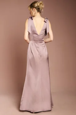 Coast Robe de Demoiselle d'Honneur Maxi Honoured en Crêpe Satiné à Col V et Épaules Nouées<Femme Robes Demoiselles D'Honneur|Satin Et Dentelle