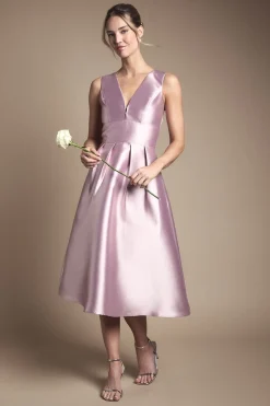 Coast Robe de Demoiselle d'Honneur Mi-Longue en Sergé Structuré à Décolleté Plongeant<Femme Toutes Les Robes|Robes Demoiselles D'Honneur