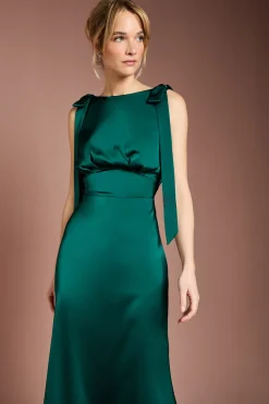 Coast Robe de Demoiselle d'Honneur Maxi en Satin Honoured Sans Manches Col Haut Épaules Nouées<Femme Robes Demoiselles D'Honneur|Satin Et Dentelle