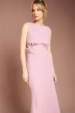 Robe de Demoiselle d'Honneur Maxi Coast Honoured Sans Manches à Dos Drapé