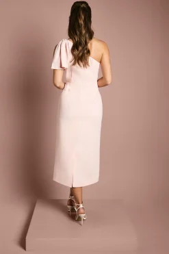 Robe de Demoiselle d'Honneur Mi-Longue Asymétrique avec Nœud