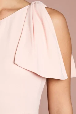 Robe de Demoiselle d'Honneur Mi-Longue Asymétrique avec Nœud