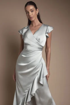 Coast Robe de Demoiselle d'Honneur à Manches Courtes avec Devant Croisé et Ourlet à Volants<Femme Robes Demoiselles D'Honneur|Robes