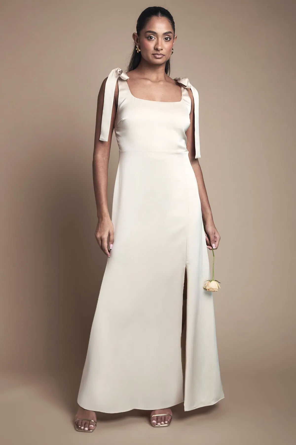 Oasis Robe De Demoiselle D'honneur Mi-longue En Satin Avec Nœuds Aux Épaules<Femme Robes Demoiselles D'Honneur|Robes Mi-Longues