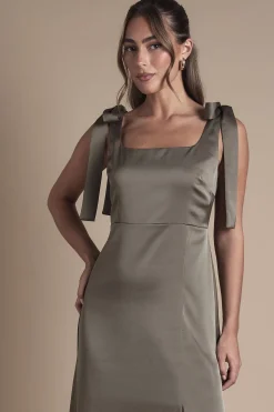 Oasis Robe De Demoiselle D'honneur Mi-longue En Satin Avec Épaules À Nouer<Femme Robes Demoiselles D'Honneur|Robes Mi-Longues