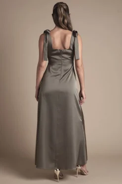 Oasis Robe De Demoiselle D'honneur Mi-longue En Satin Avec Épaules À Nouer<Femme Robes Demoiselles D'Honneur|Robes Mi-Longues