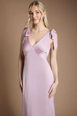 Coast Robe de Demoiselle d'Honneur Maxi Honoured en Crêpe Satiné Dos Col V Épaules Nouées<Femme Robes Demoiselles D'Honneur|Satin Et Dentelle