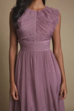 Oasis Robe De Demoiselle D'honneur Midi En Tulle À Volants Avec Corsage Plissé Petite Taille<Femme Toutes Les Robes|Robes Demoiselles D'Honneur