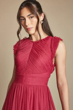 Oasis Robe De Demoiselle D'honneur Mi-longue En Tulle À Volants Et Corsage Plissé<Femme Robes Demoiselles D'Honneur|Robes Mi-Longues