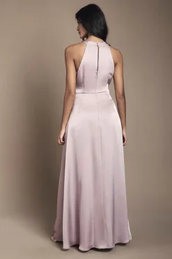 Coast Robe de Demoiselle d'Honneur Maxi en Satin Honoured Petite à Col Halter Torsadé<Femme Robes Demoiselles D'Honneur|Satin Et Dentelle