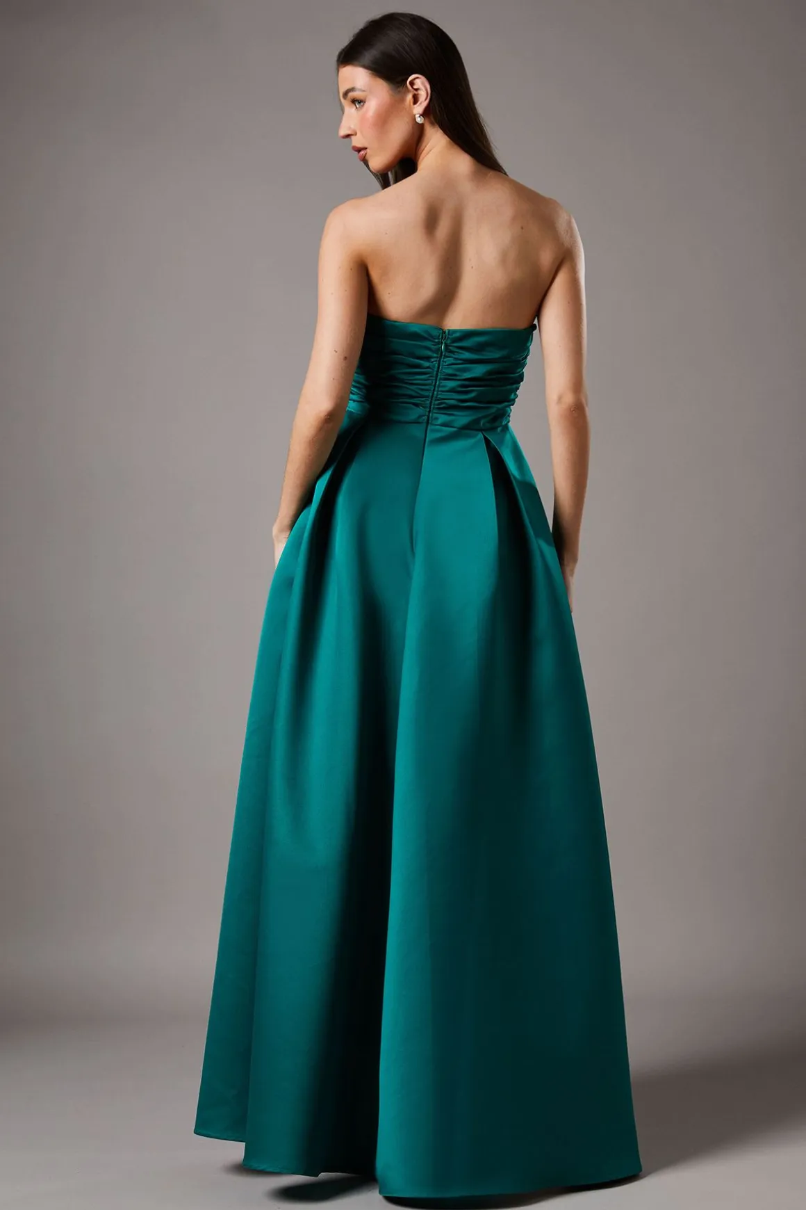 Robe de Demoiselle d'Honneur Maxi à Bustier et Colonne Structurée avec Surtupe