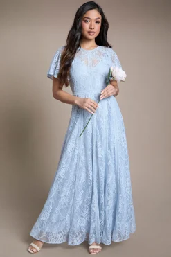 Robe De Demoiselle D'honneur Petite En Dentelle À Manches Ange