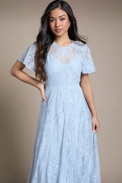 Robe De Demoiselle D'honneur Petite En Dentelle À Manches Ange