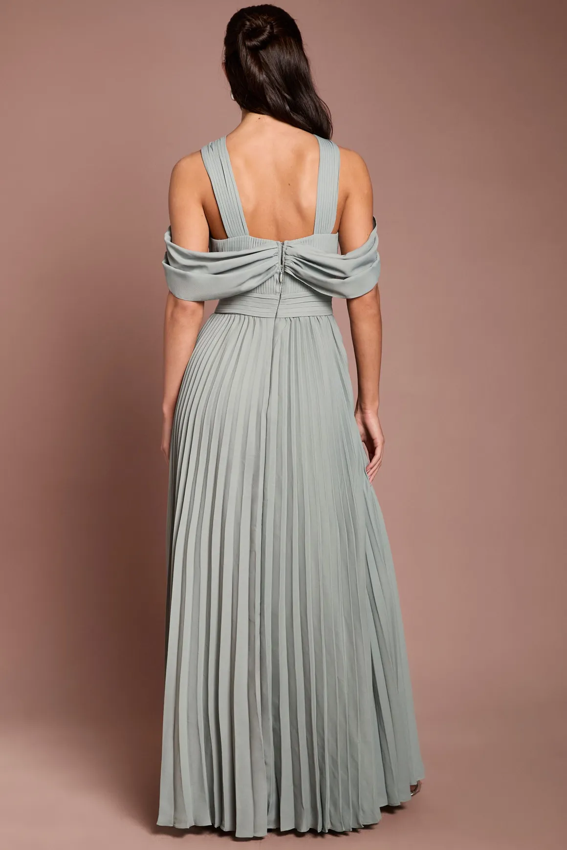 Robe De Demoiselle D'honneur Plissée À Épaules Dénudées