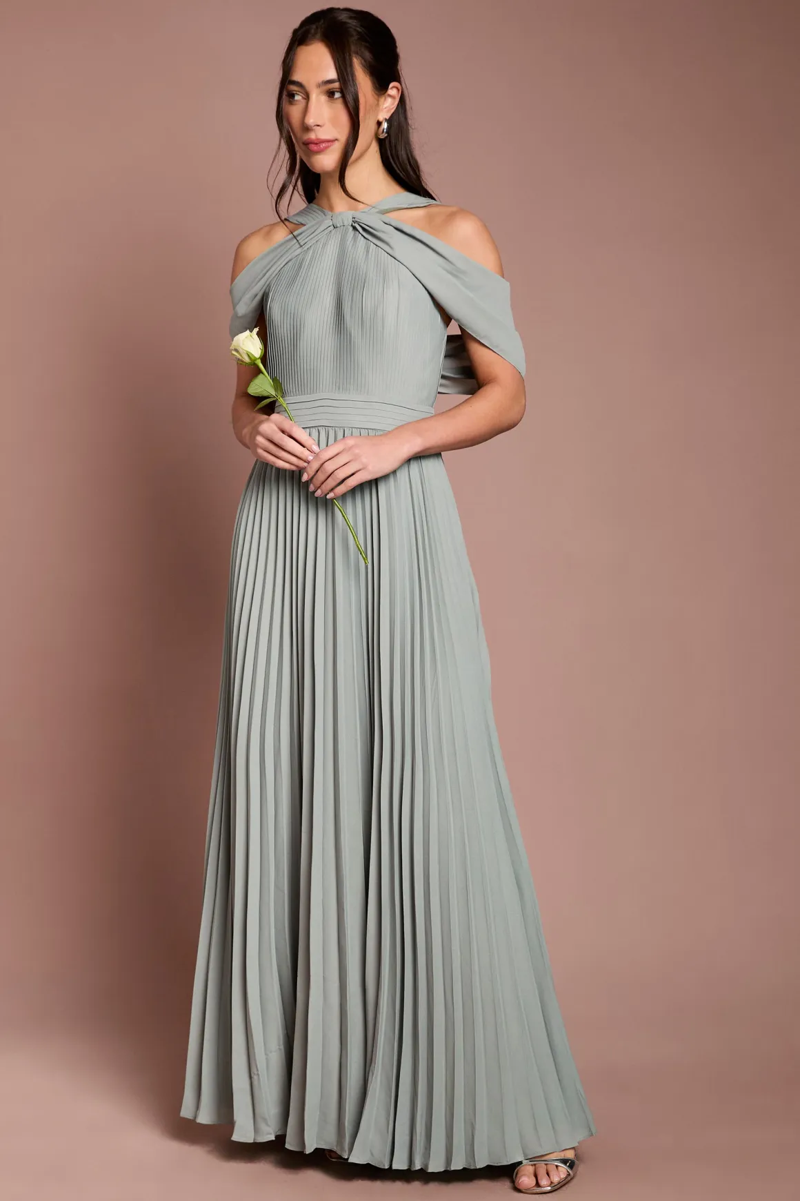 Robe De Demoiselle D'honneur Plissée À Épaules Dénudées