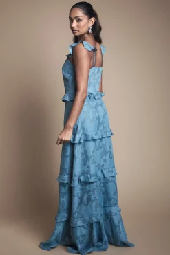 Robe de Demoiselle d'Honneur Rose en Georgette à Encolure Carrée