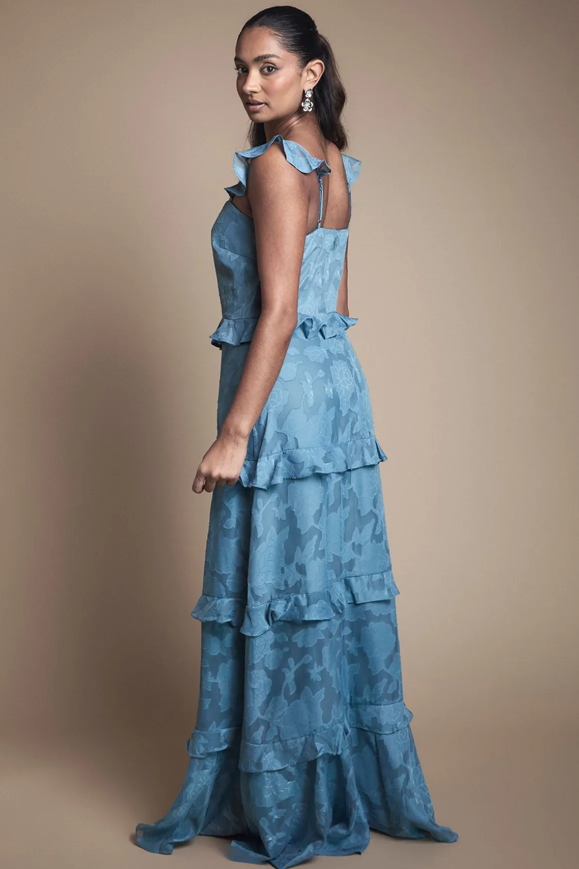 Robe de Demoiselle d'Honneur Rose en Georgette à Encolure Carrée
