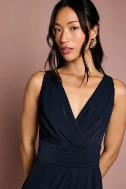 Robe de Demoiselle d'Honneur Sans Manches à Col V