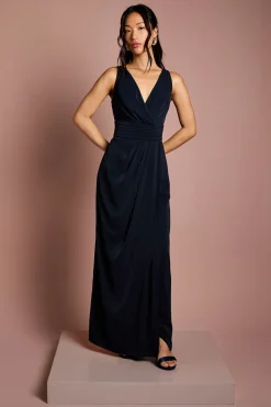 Robe de Demoiselle d'Honneur Sans Manches à Col V