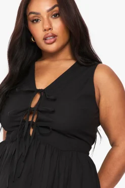 boohoo Robe de grande taille en lin à nouer sur le devant<Femme Toutes Les Robes|Robes