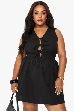 boohoo Robe de grande taille en lin à nouer sur le devant<Femme Toutes Les Robes|Robes