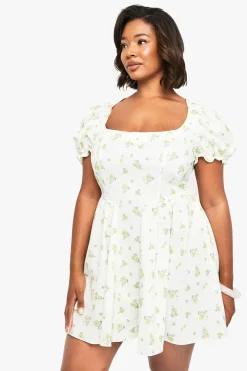 ROBE DE LAITIÈRE DITSY À MANCHES BALLONNANTES POUR TAILLES PLUS